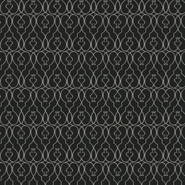 Обои флизелиновые Loymina коллекции Gallery Classic "Moroccan Trellis" с винтажным узором в виде восточных вензелей решеток на черном фоне